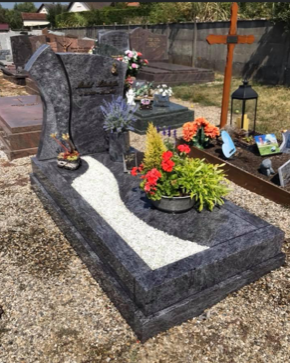 monument funéraire granit largeur simple avec jardinière Gauche