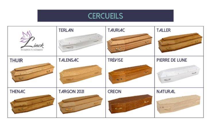 Large gamme de cercueils au magasin des pompes funèbres LINCK de Reichshoffen